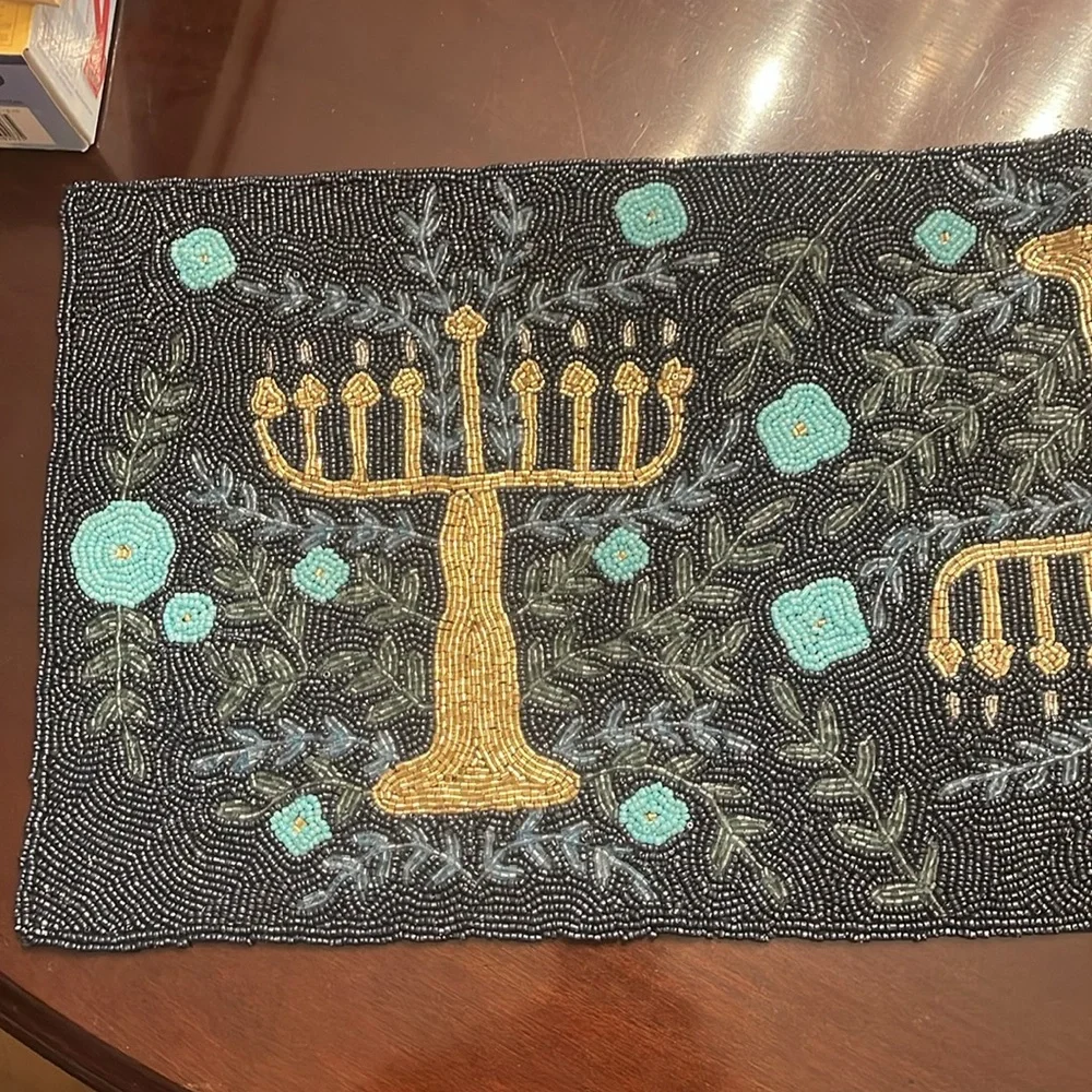NWT celebrate together Hanukkah beaded runner